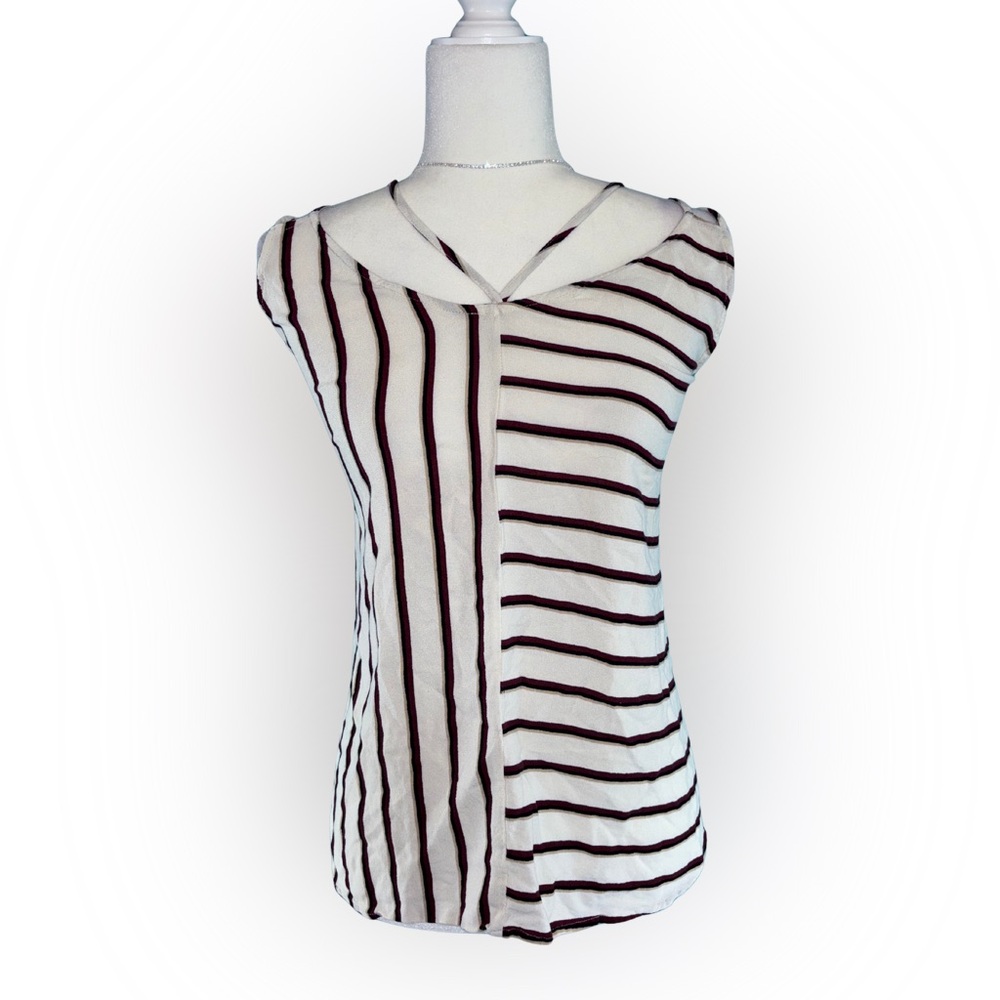 Maurices Plus Size 3X Asymmetrical Red Black White Striped Sleeveless Tank